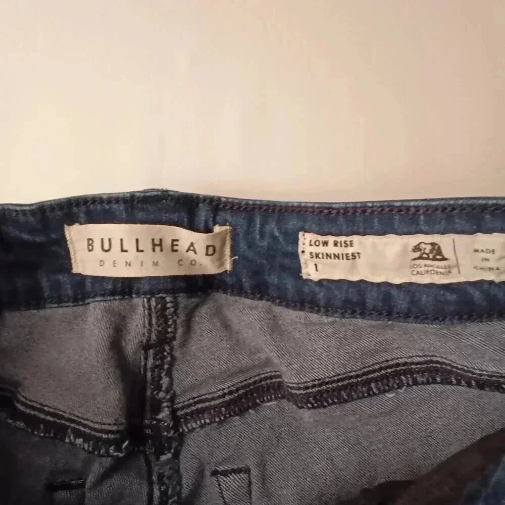 Bullhead Womens Low Rise Skinniest Jeans Blue Size 0/24 Y2K Stretch Denim